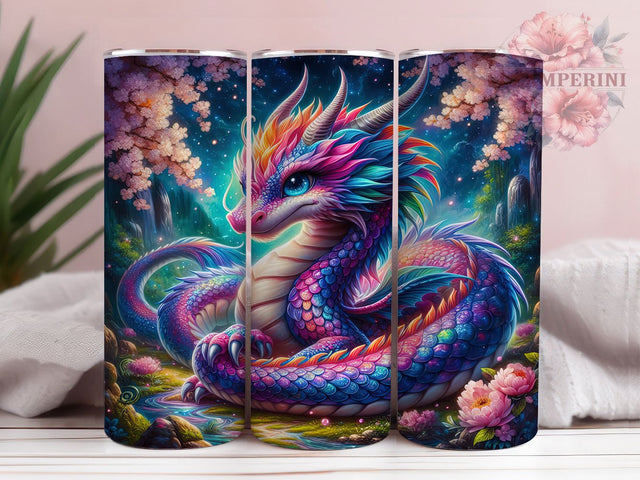 Elegant Enchanted Fantasy Dragon Tumbler, Magical Dragon Wrap, 20oz Tumbler Sublimation, Fantasy Dragon Design, Mystical Dragon Art, Mythical Creature Tumbler, Elegant Dragon Wrap Sublimation Li Zamperini 