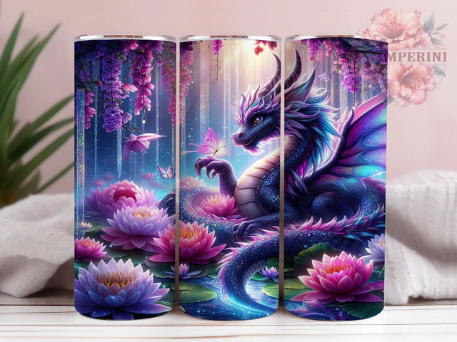 Elegant Enchanted Fantasy Dragon Tumbler, Magical Dragon Wrap, 20oz Tumbler Sublimation, Fantasy Dragon Design, Mystical Dragon Art, Mythical Creature Tumbler, Elegant Dragon Wrap Sublimation Li Zamperini 