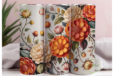 Elegant Fall Floral Tumbler Wrap Sublimation PixelChick 