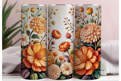 Elegant Fall Floral Tumbler Wrap Sublimation PixelChick 