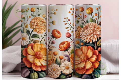 Elegant Fall Floral Tumbler Wrap Sublimation PixelChick 