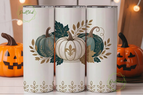 Elegant Fall Pumpkin 20oz Tumbler Wrap Sublimation PixelChick 