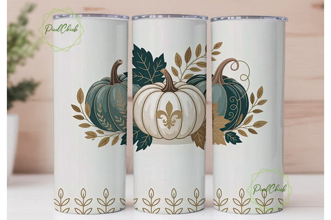 Elegant Fall Pumpkin 20oz Tumbler Wrap Sublimation PixelChick 