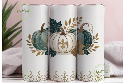 Elegant Fall Pumpkin 20oz Tumbler Wrap Sublimation PixelChick 