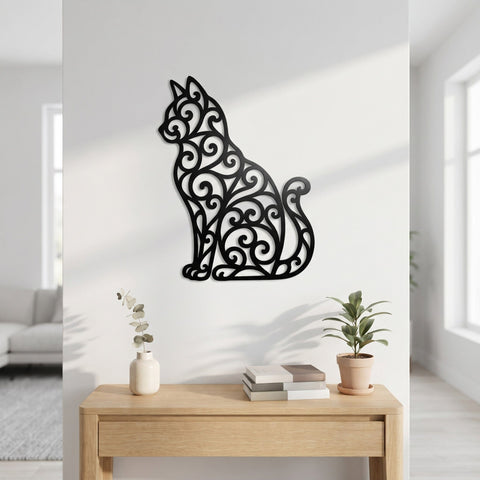 Elegant Filigree Cat Laser SVG | Cat Metal Wall Art DXF | Laser Cut Cat Design | CNC Plasma Cut File | Scroll Cat Svg | Animal Wall Decor SVG HappyDesignStudio 