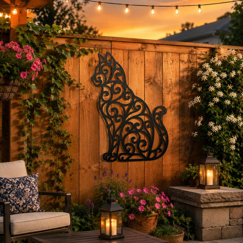 Elegant Filigree Cat Laser SVG | Cat Metal Wall Art DXF | Laser Cut Cat Design | CNC Plasma Cut File | Scroll Cat Svg | Animal Wall Decor SVG HappyDesignStudio 