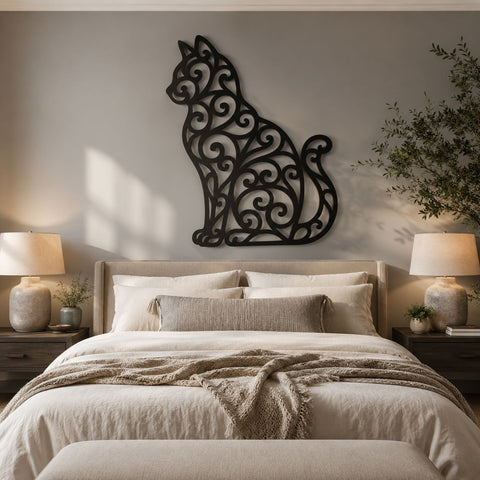 Elegant Filigree Cat Laser SVG | Cat Metal Wall Art DXF | Laser Cut Cat Design | CNC Plasma Cut File | Scroll Cat Svg | Animal Wall Decor SVG HappyDesignStudio 