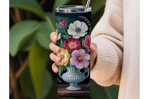Elegant Floral 20oz Tumbler Wrap Sublimation DesignSVG 