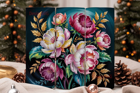 Elegant Floral 20oz Tumbler Wrap Sublimation DesignSVG 