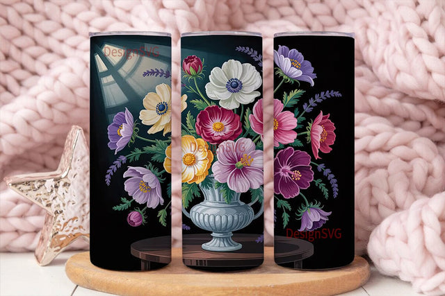 Elegant Floral 20oz Tumbler Wrap Sublimation DesignSVG 