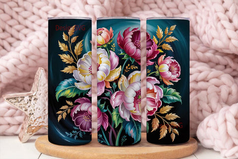 Elegant Floral 20oz Tumbler Wrap Sublimation DesignSVG 