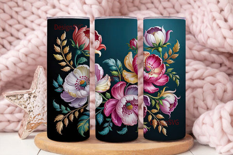 Elegant Floral 20oz Tumbler Wrap Sublimation DesignSVG 