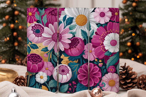 Elegant Floral 20oz Tumbler Wrap Sublimation DesignSVG 