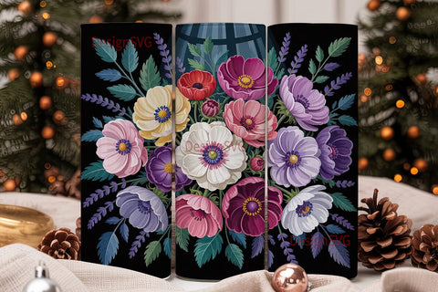 Elegant Floral 20oz Tumbler Wrap Sublimation DesignSVG 