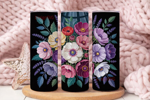 Elegant Floral 20oz Tumbler Wrap Sublimation DesignSVG 