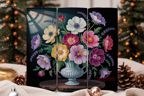 Elegant Floral 20oz Tumbler Wrap Sublimation DesignSVG 