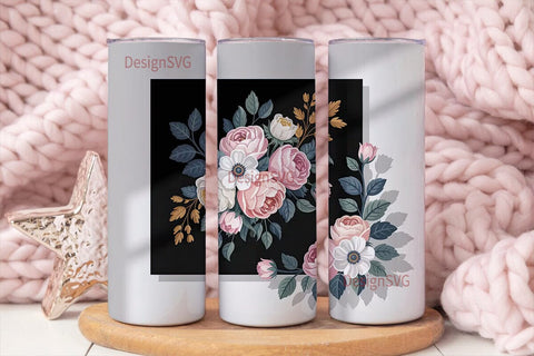 Elegant Floral 20oz Tumbler Wrap Sublimation DesignSVG 
