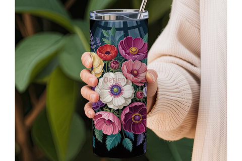 Elegant Floral 20oz Tumbler Wrap Sublimation DesignSVG 