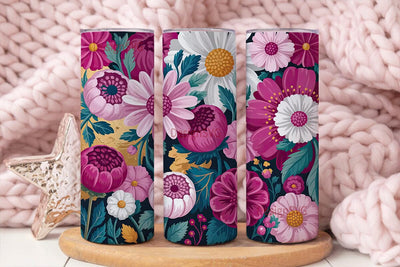 Elegant Floral 20oz Tumbler Wrap Sublimation DesignSVG 