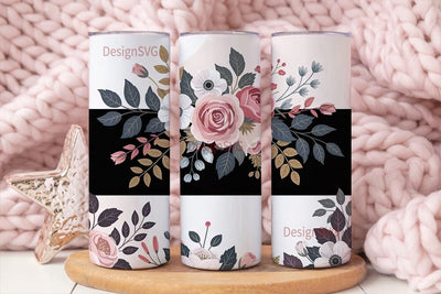 Elegant Floral 20oz Tumbler Wrap Sublimation DesignSVG 
