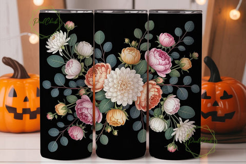 Elegant Floral 20oz Tumbler Wrap Sublimation PixelChick 