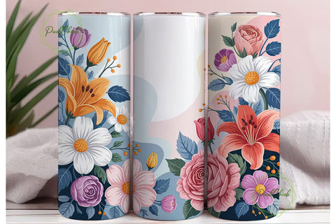Elegant Floral 20oz Tumbler Wrap Sublimation PixelChick 