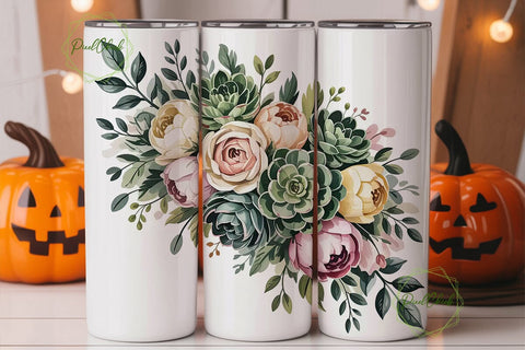 Elegant Floral 20oz Tumbler Wrap Sublimation PixelChick 