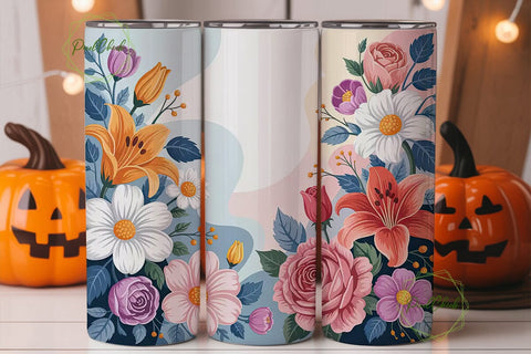 Elegant Floral 20oz Tumbler Wrap Sublimation PixelChick 