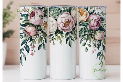 Elegant Floral 20oz Tumbler Wrap Sublimation PixelChick 