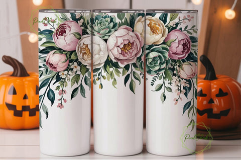 Elegant Floral 20oz Tumbler Wrap Sublimation PixelChick 