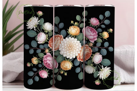 Elegant Floral 20oz Tumbler Wrap Sublimation PixelChick 