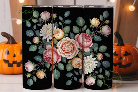 Elegant Floral 20oz Tumbler Wrap Sublimation PixelChick 