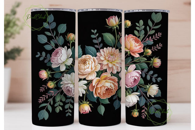 Elegant Floral 20oz Tumbler Wrap Sublimation PixelChick 