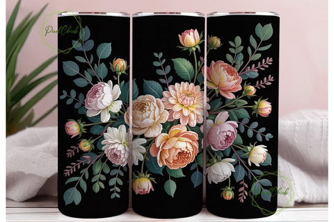 Elegant Floral 20oz Tumbler Wrap Sublimation PixelChick 