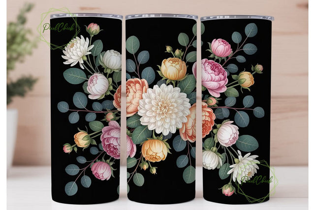 Elegant Floral 20oz Tumbler Wrap Sublimation PixelChick 