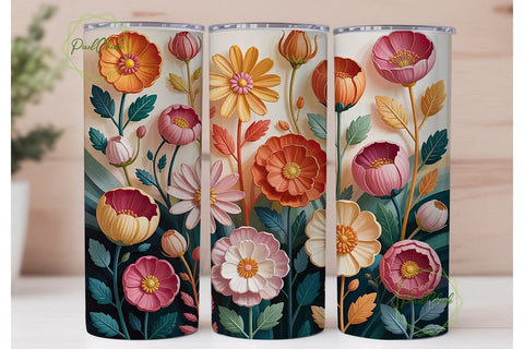 Elegant Floral 20oz Tumbler Wrap Sublimation PixelChick 