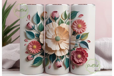 Elegant Floral 20oz Tumbler Wrap Sublimation PixelChick 
