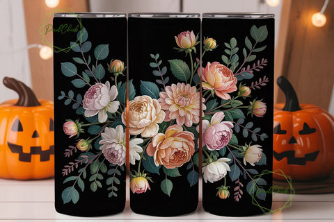 Elegant Floral 20oz Tumbler Wrap Sublimation PixelChick 