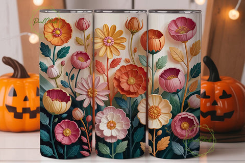 Elegant Floral 20oz Tumbler Wrap Sublimation PixelChick 