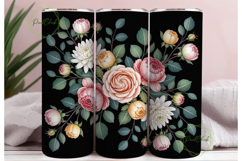Elegant Floral 20oz Tumbler Wrap Sublimation PixelChick 