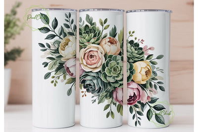 Elegant Floral 20oz Tumbler Wrap Sublimation PixelChick 