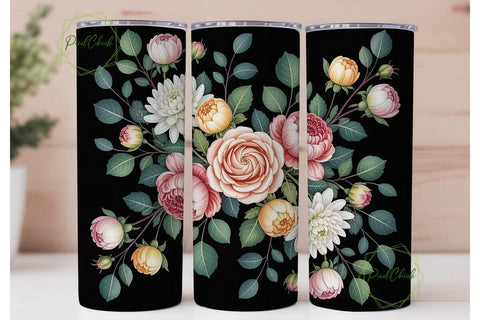 Elegant Floral 20oz Tumbler Wrap Sublimation PixelChick 