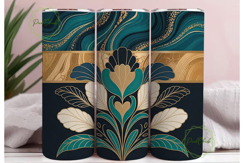 Elegant Floral 20oz Tumbler Wrap Sublimation PixelChick 