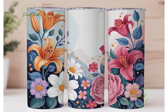 Elegant Floral 20oz Tumbler Wrap Sublimation PixelChick 