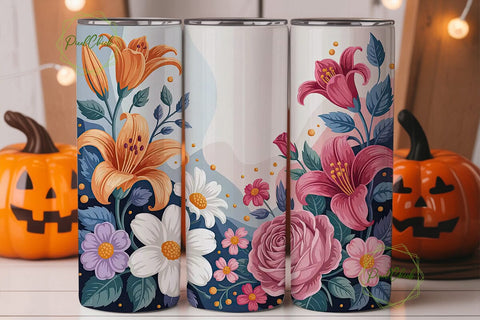 Elegant Floral 20oz Tumbler Wrap Sublimation PixelChick 