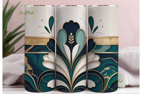 Elegant Floral 20oz Tumbler Wrap Sublimation PixelChick 