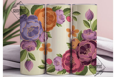 Elegant Floral 20oz Tumbler Wrap Sublimation sassyprint 
