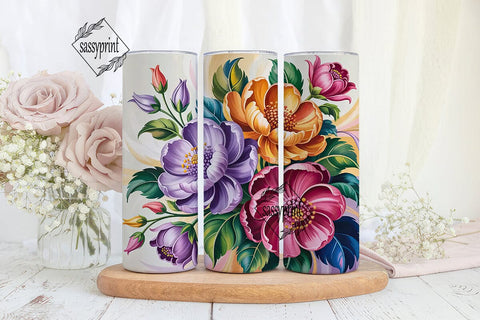 Elegant Floral 20oz Tumbler Wrap Sublimation sassyprint 