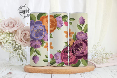 Elegant Floral 20oz Tumbler Wrap Sublimation sassyprint 