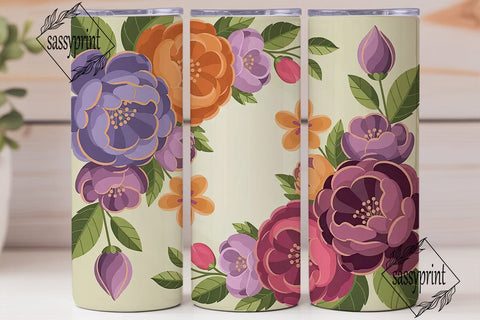 Elegant Floral 20oz Tumbler Wrap Sublimation sassyprint 